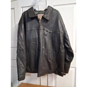 Cabelas Outfitter Series XL Tall Black Leather Jacket With Quilted Liner And Poc